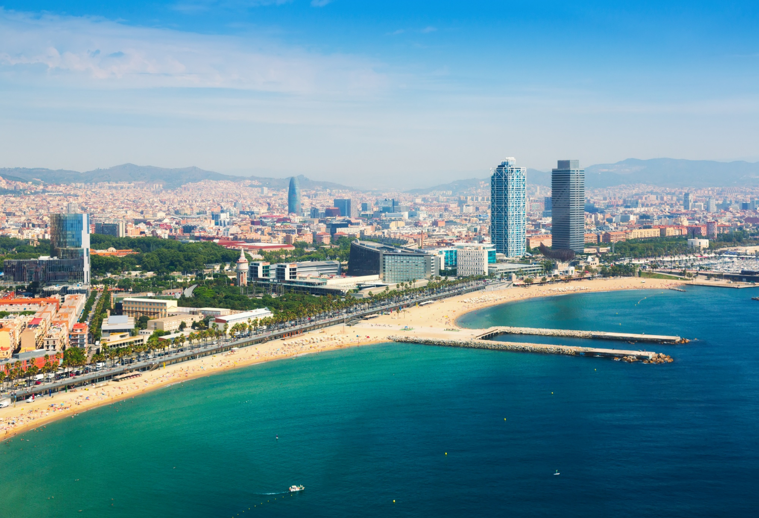 Luftaufnahme Von Barcelona Vom Mittelmeer